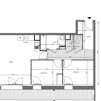 Appartement 3 pièces 299900 €