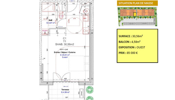 Appartement 1 pièces  à vendre Albi 81000