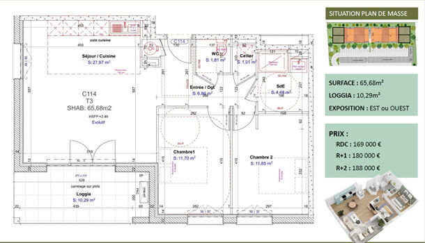Appartement 3 pièces  à vendre Albi 81000