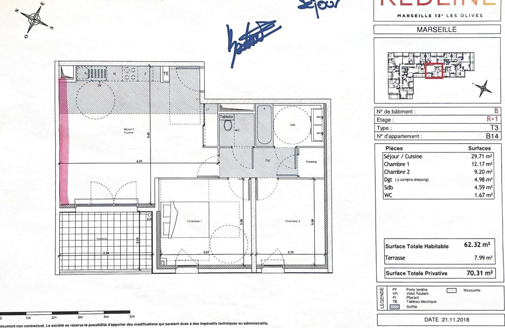 Appartement  T3 à louer Marseille 13eme 13013