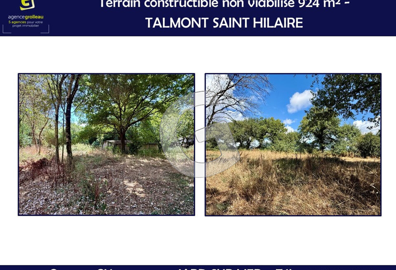 TERRAIN CONSTRUCTIBLE - 924 m²  - A VENDRE - TALMONT ST HILAIRE — photo 1