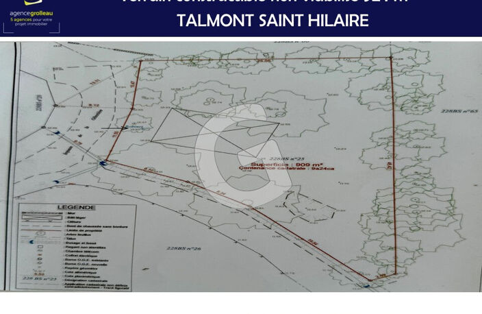 TERRAIN CONSTRUCTIBLE - 924 m²  - A VENDRE - TALMONT ST HILAIRE — photo 3