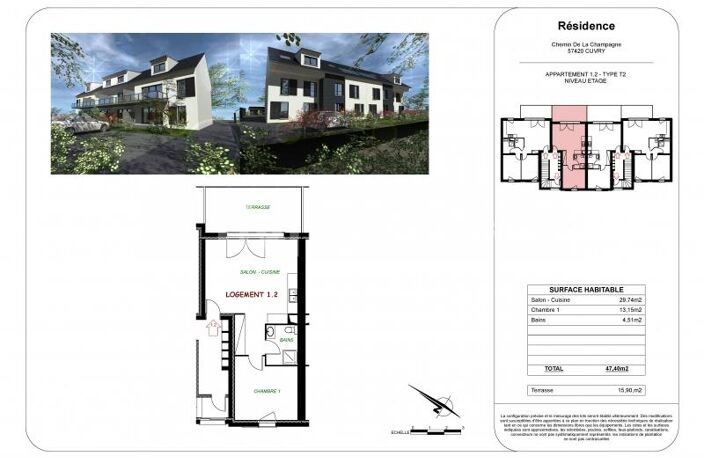 M573092 1.2 APPARTEMENT  F2  avec garage parking et terrasse à CUVRY — photo 5