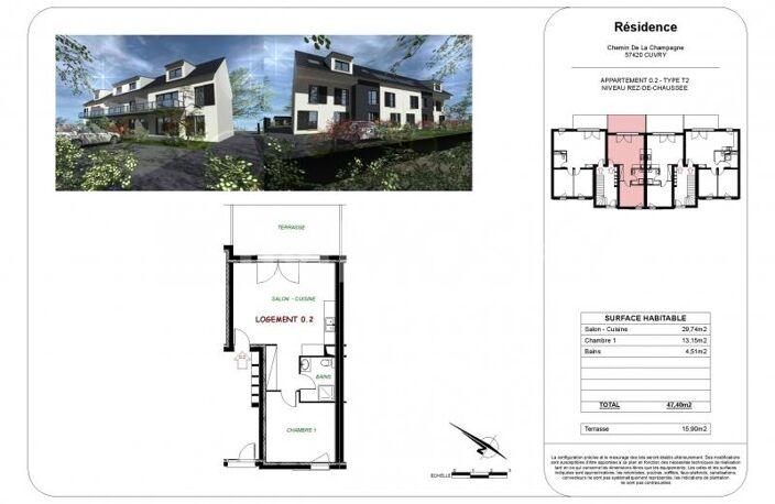 M573092 0.2 APPARTEMENT  F2  avec garage parking et terrasse à CUVRY — photo 5