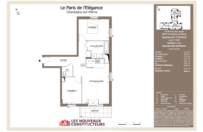 Appartement - 61.08m² - CHAMPIGNY SUR MARNE — photo 2