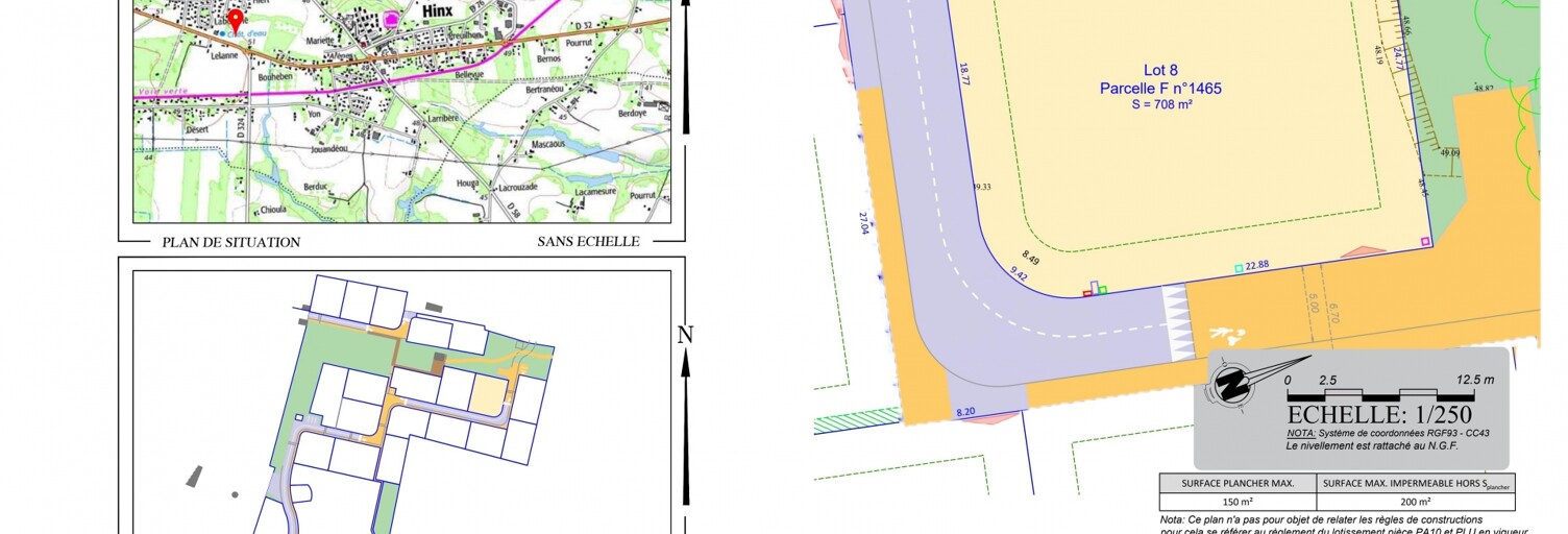 Terrain  708 m² à vendre à Hinx (40180)