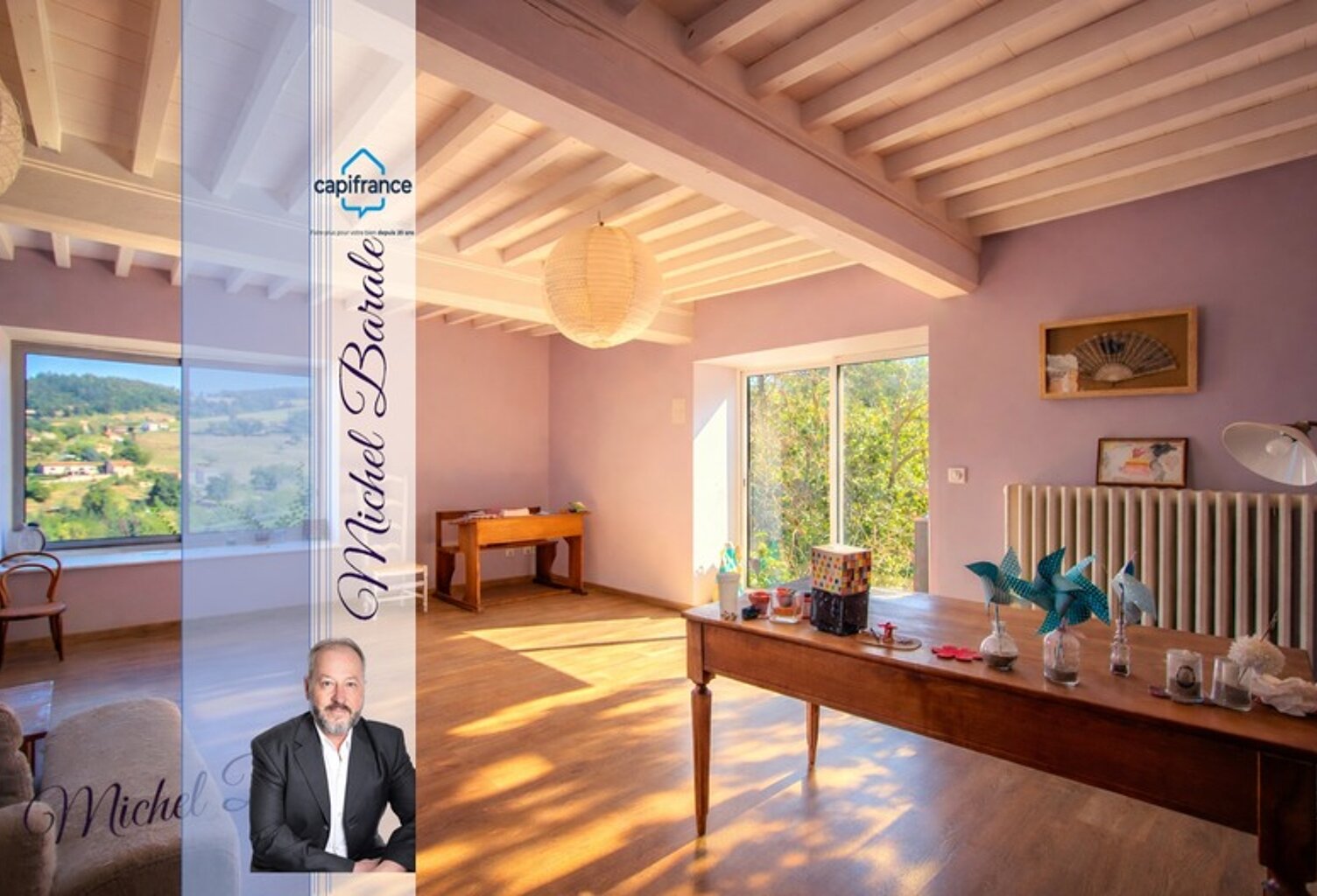 Ferme rénovée 205 m² – 6 chambres – terrain 16 000 m² – géothermie – vue – Montromant (69) — photo 1