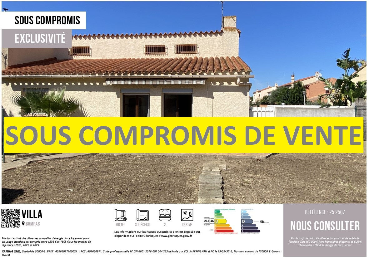 Villa / Maison  T3 à vendre Bompas 66430
