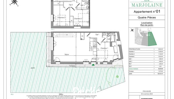 Appartement 4 pièces  à vendre Mouans-Sartoux 06370