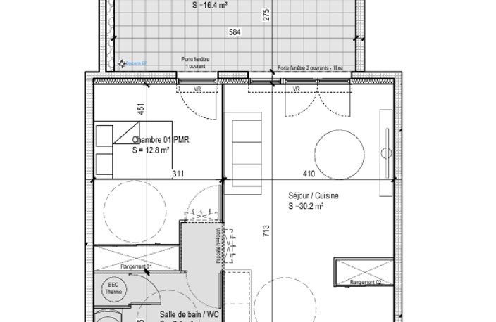 En vente à Nîmes (30) : appartement avec balcon 2 pièces — photo 4