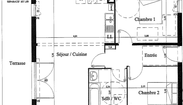 Appartement 3 pièces  à vendre Boucau 64340