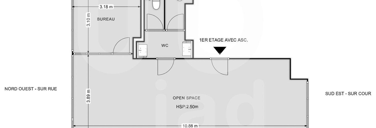 Bureau  60 m² à louer à Paris 11 (75011)