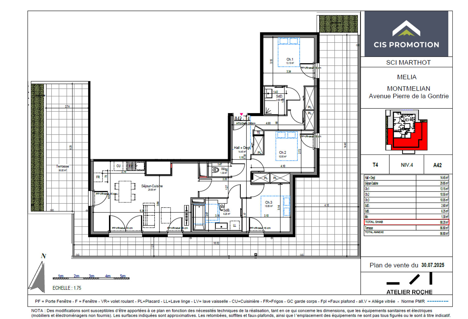 T4 attique à Montmélian. 88m² hab + terrasse 87m² — photo 1