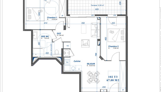 Appartement 3 pièces  à vendre Toulon 83100