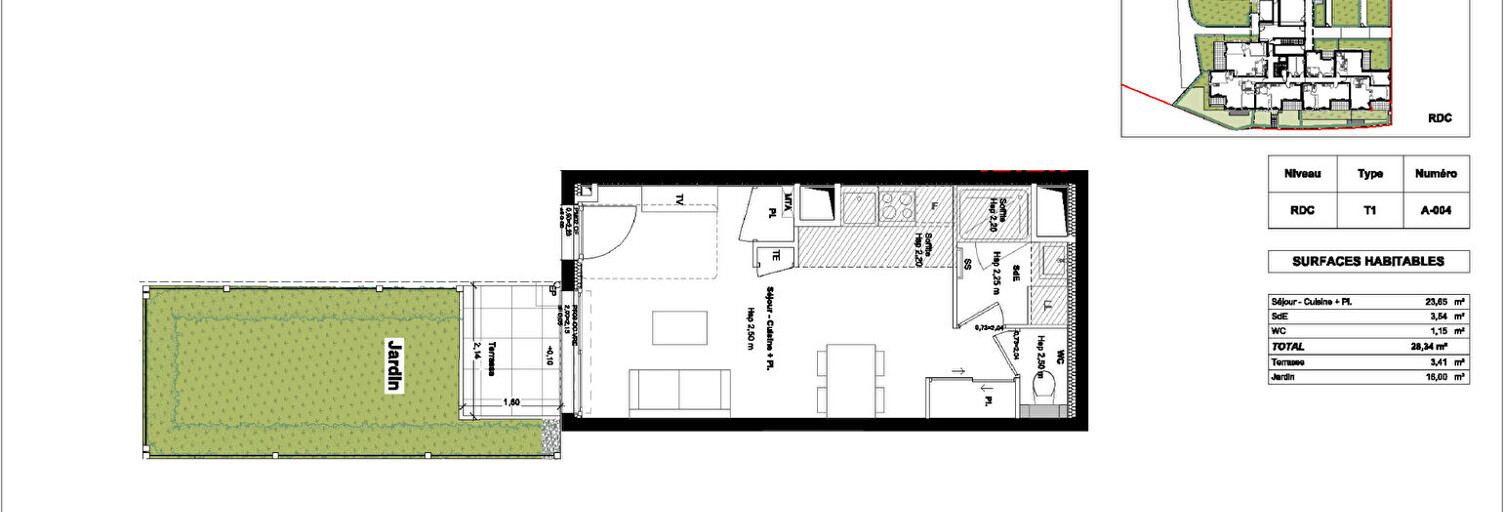 Appartement 1 Pièce 28 m² à vendre à L'Hermitage (35590)