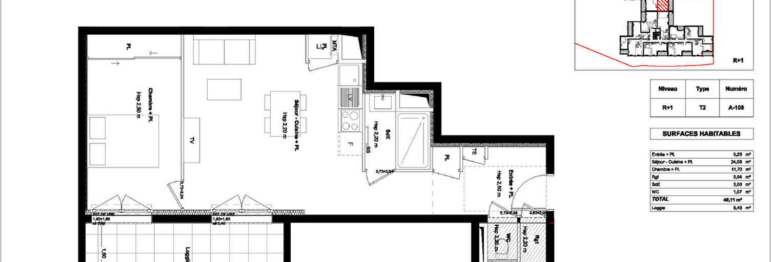 Appartement 2 Pièces 46 m² à vendre à L'Hermitage (35590)