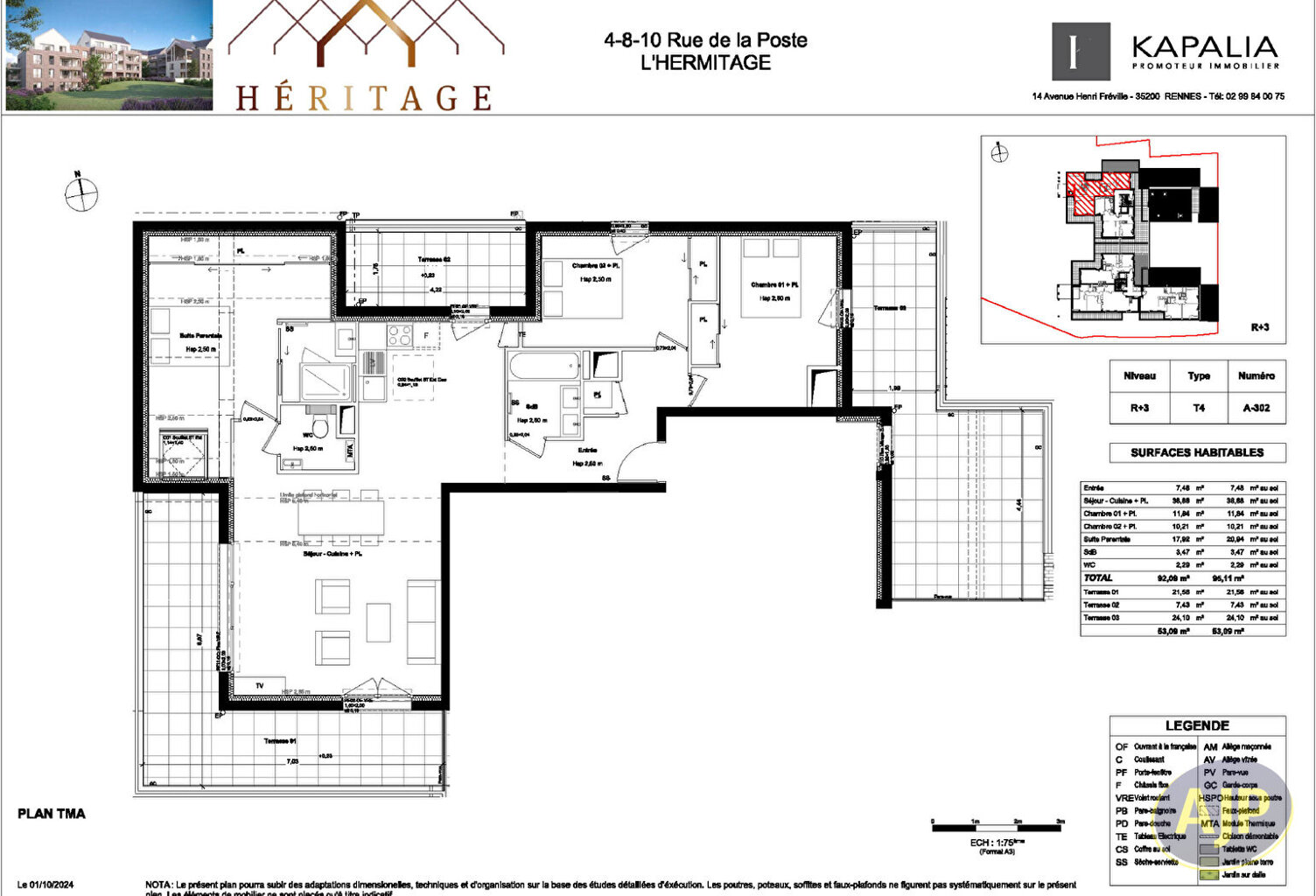 NOUVEAUTE / APPARTEMENT / L HERMITAGE / 92.96M² HABITABLES / TROIS PLACES DE PARKING — photo 1
