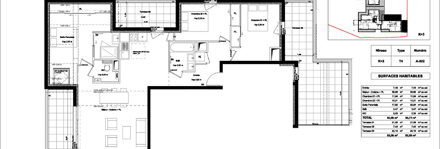 Appartement 4 Pièces 92 m² à vendre à L'Hermitage (35590)