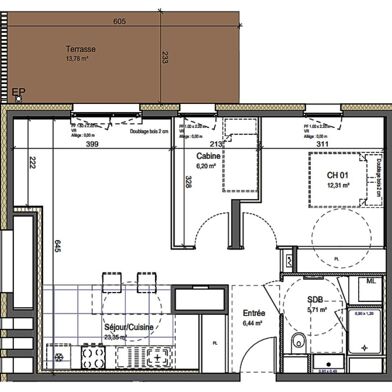 Appartement 2 pièces 449000 €