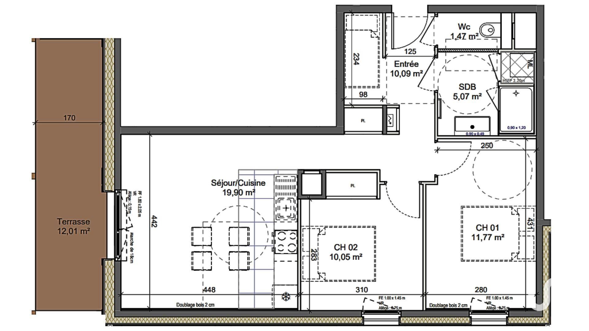 Montriond - 58m² - 3p. - 2ch.