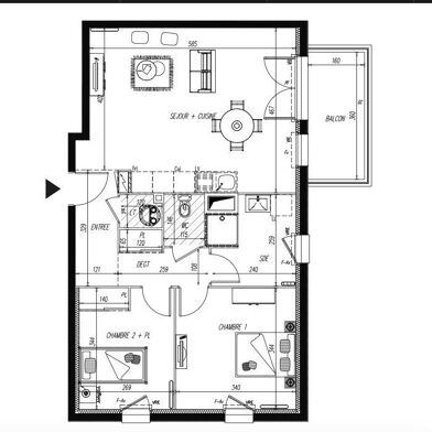 Appartement 3 pièces 242000 €