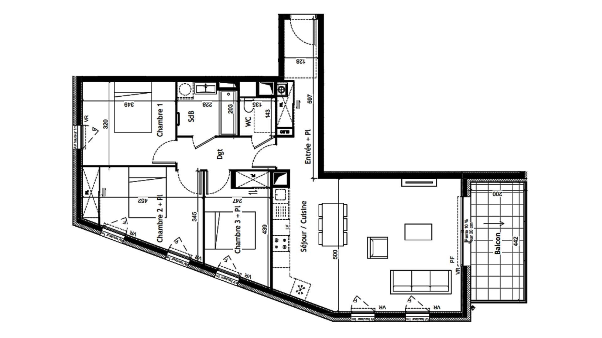 Sciez - 86m² - 4p. - 3ch.