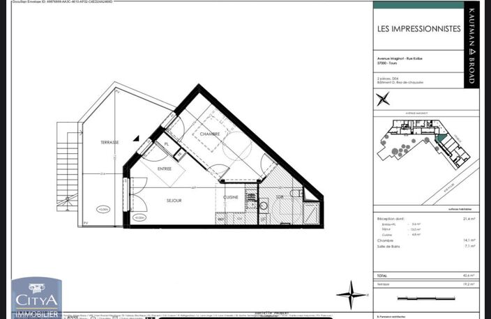 Location appartement 2 pièces 42 m² à Tours (37100) — photo 2