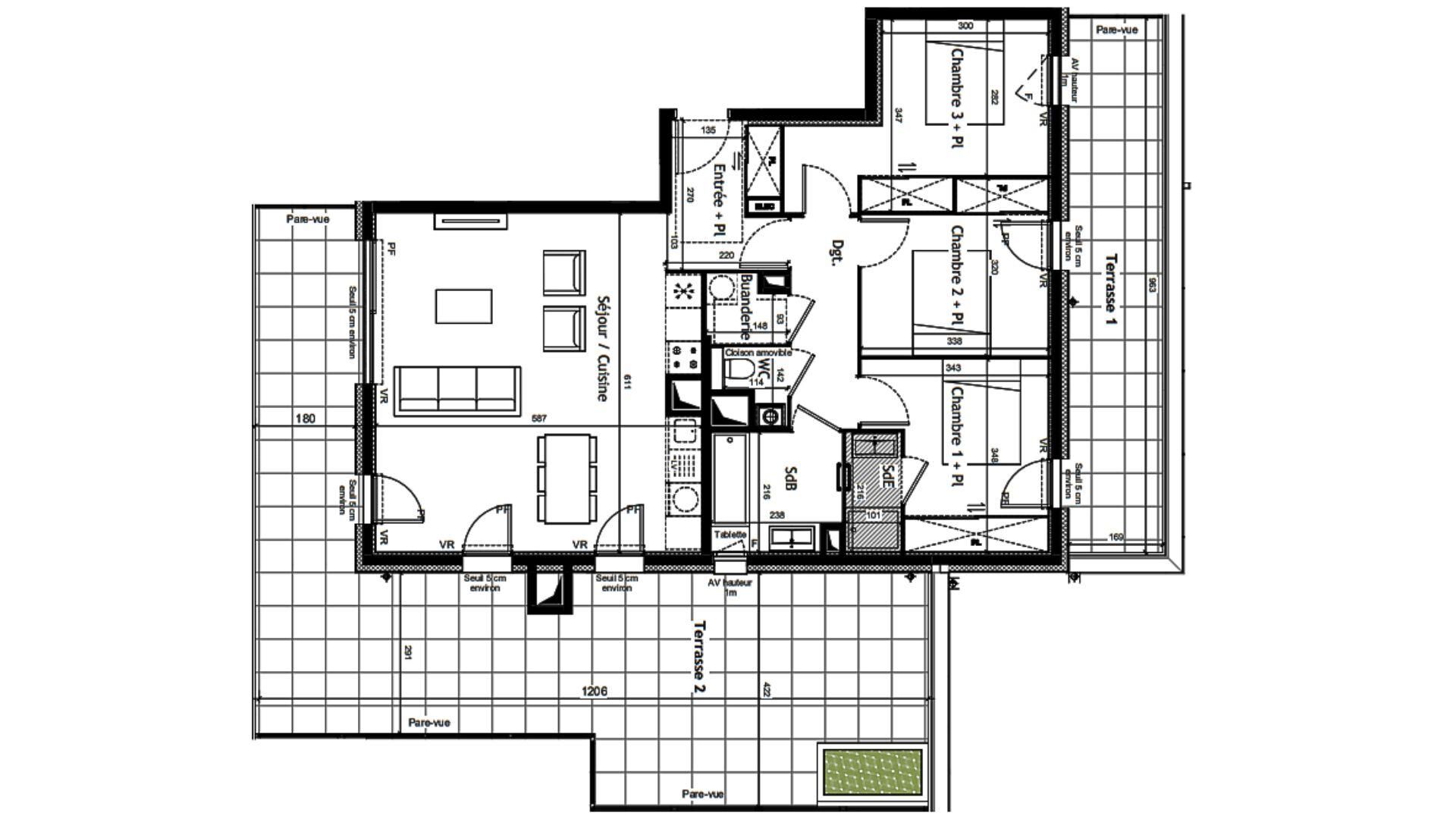 Sciez - 87m² - 4p. - 3ch.