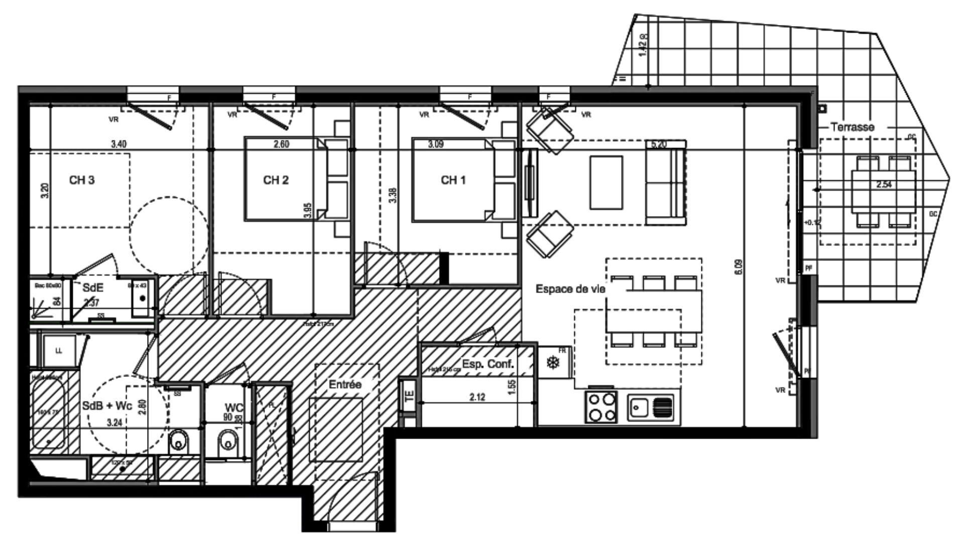 Ville-La-Grand - 92m² - 4p. - 3ch.