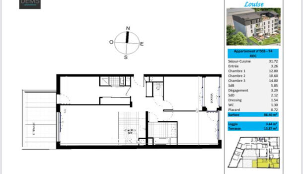 Appartement 4 pièces  à vendre Reims 51100