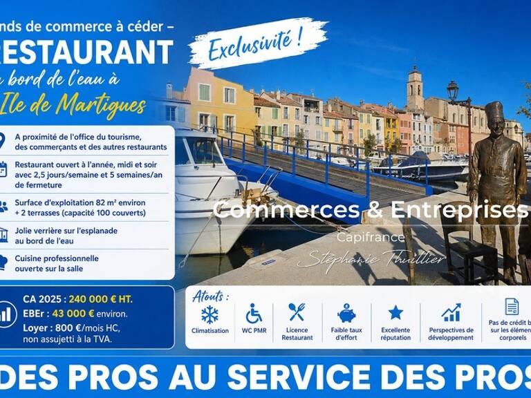 Fonds de commerce Restaurant terrasses à céder à MARTIGUES (13) — photo 1