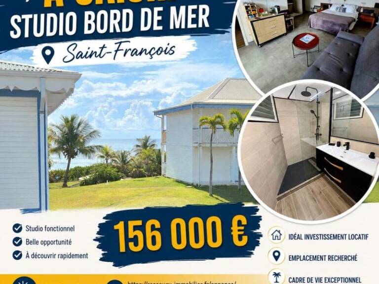 Vue mer, calme et confort: votre studio équipé dans résidence recherchée St François 156 000 euros — photo 1