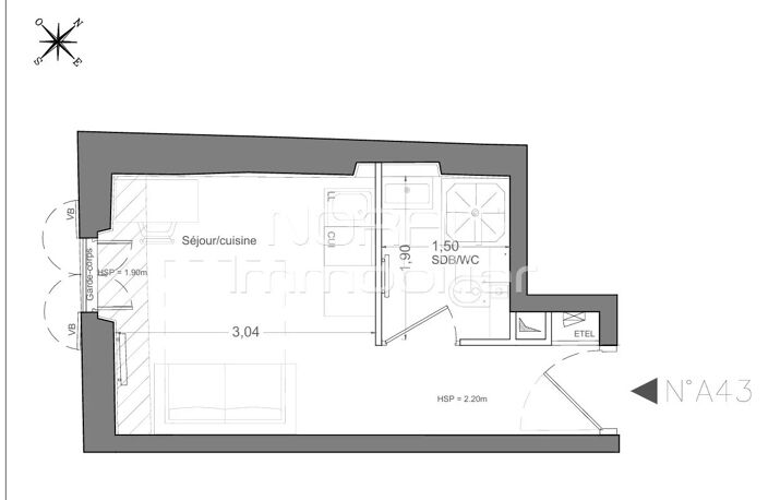 NICE - CARRE D'OR_ DERNIER ETAGE - STUDIO NEUF - SAISONNIER AUTORISE — photo 4