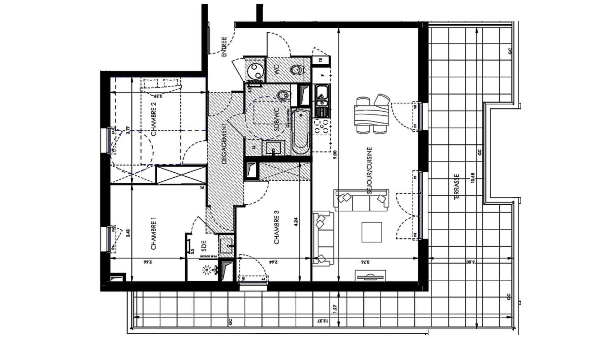 La ciotat - 88m² - 4p. - 3ch.