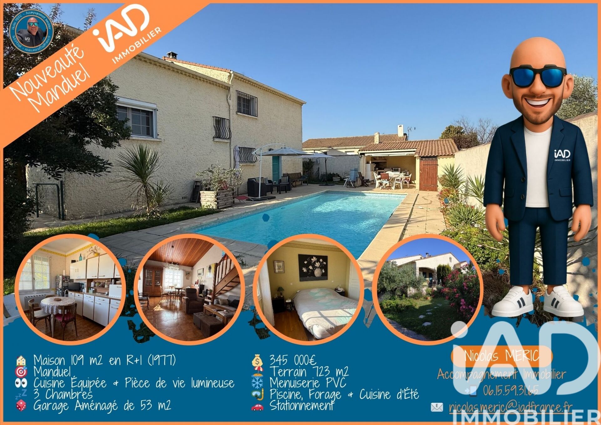 Maison à vendre, 7 pièces, 162 m², Manduel