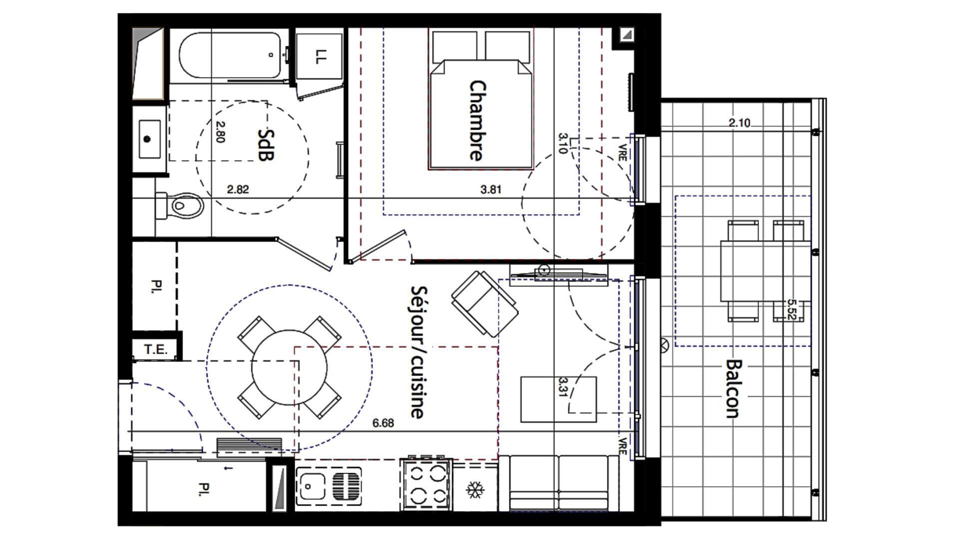 Valras-Plage - 41m² - 2p. - 1ch.