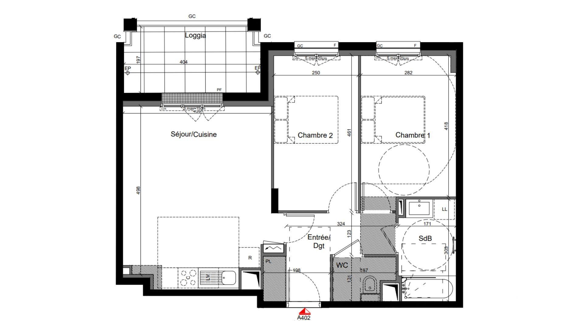 Clamart - 62m² - 3p. - 2ch.