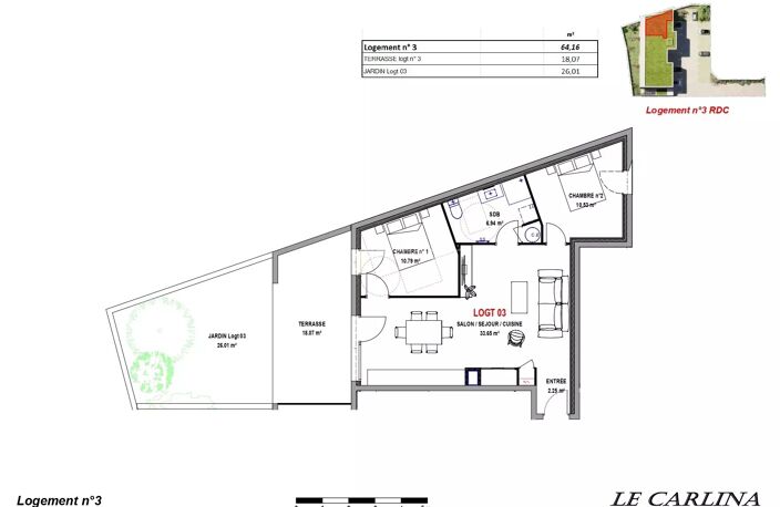 Appartement T3  RDC 64m² - MORESTEL — photo 2