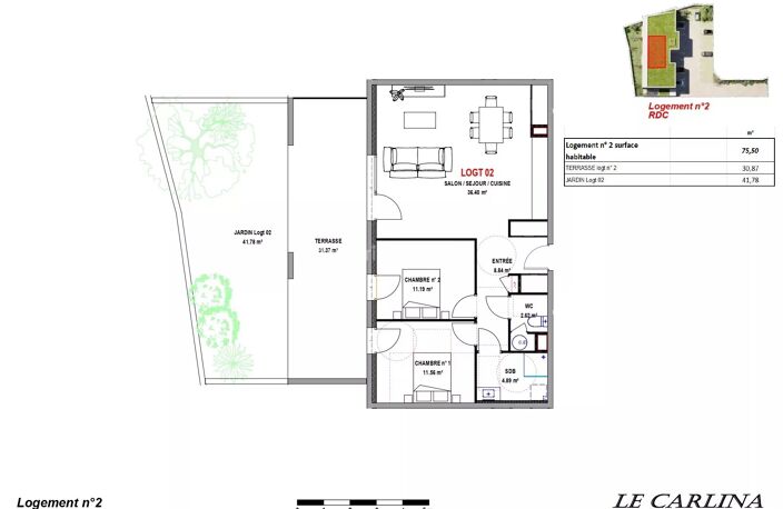 Appartement T3 RDC 65m² - MORESTEL — photo 2