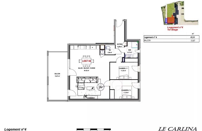 Appartement T3  1er 82m² - MORESTEL — photo 2