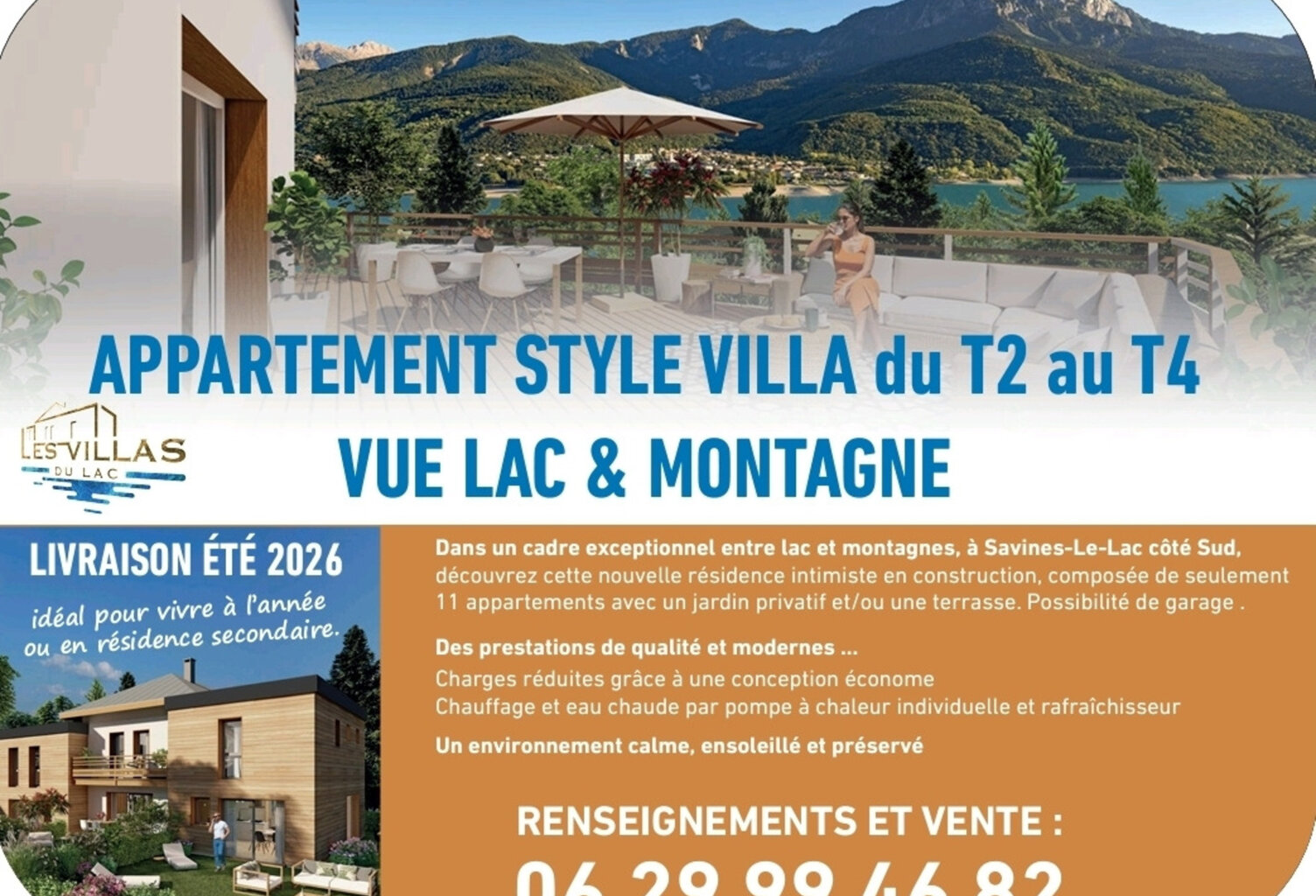 Appartement à vendre 2 pièces avec jardin vue Lac et Montagnes sur SAVINES LE LAC (05) , Dans une résidence en construction style villa  plein Sud ,livrable été 2026 — photo 1