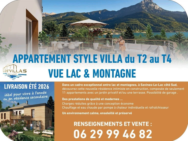 Appartement à vendre 2 pièces avec jardin vue Lac et Montagnes sur SAVINES LE LAC (05) , Dans une résidence en construction style villa  plein Sud ,livrable été 2026 — photo 1