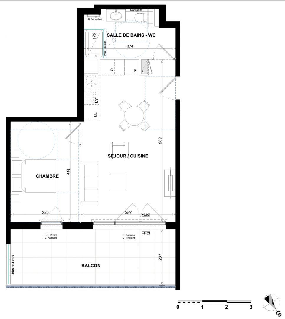 Antibes - 43m² - 2p. - 1ch.