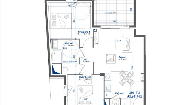 Appartement 3 pièces  à vendre Toulon 83000