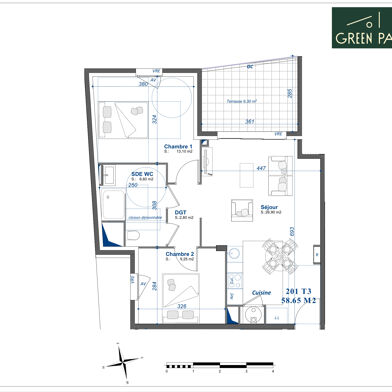 Appartement 3 pièces 318000 €