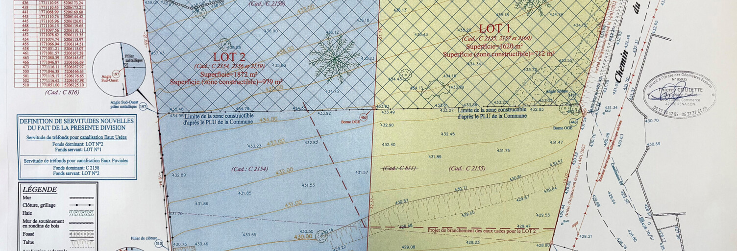 Terrain  1872 m² à vendre à Renaison (42370)