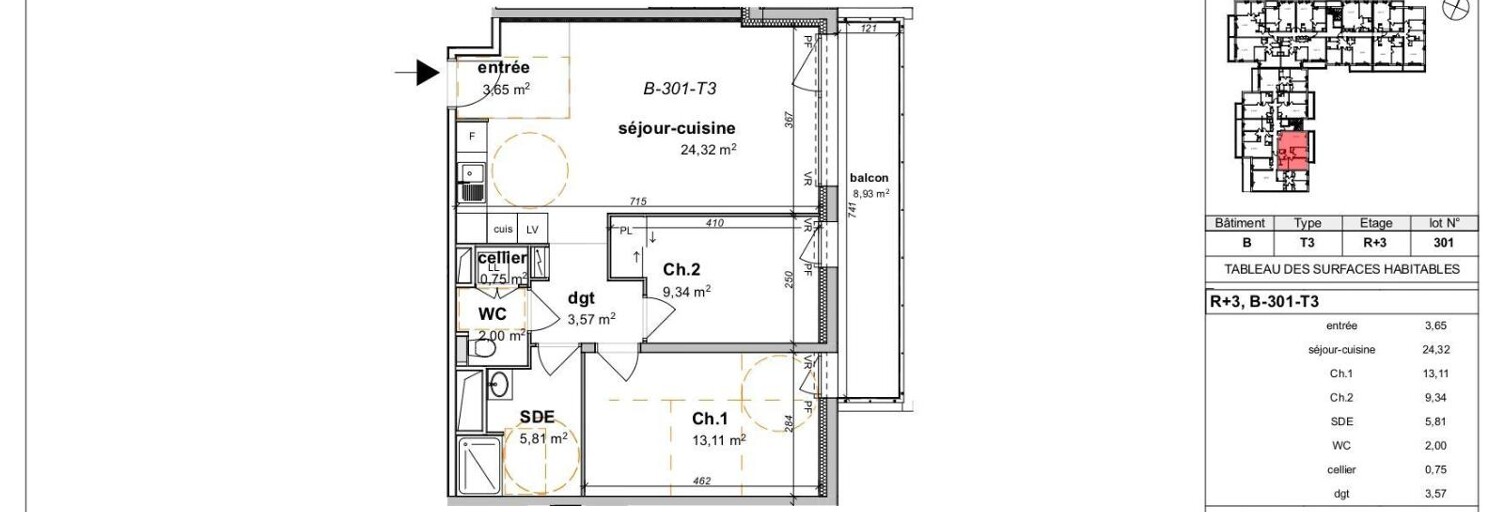 Appartement 3 Pièces 62 m² à louer à Angers (49000)