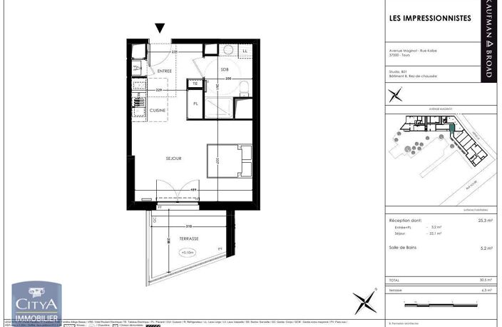 Location appartement 1 pièce 30 m² à Tours (37100) — photo 2