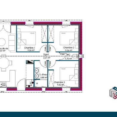 Maison 3 pièces 109000 €