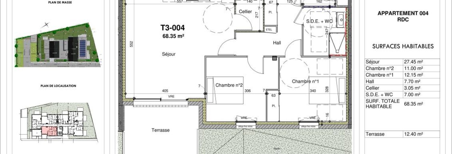 Appartement 3 Pièces 68 m² à vendre à Guilers (29820)